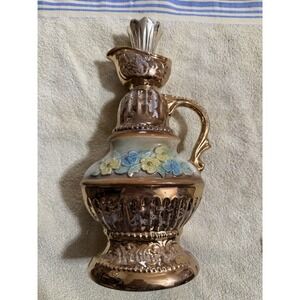 Vintage 1976 James Jim Beam Gold Floral Whiskey Decanter,‎ Empty, Regal China